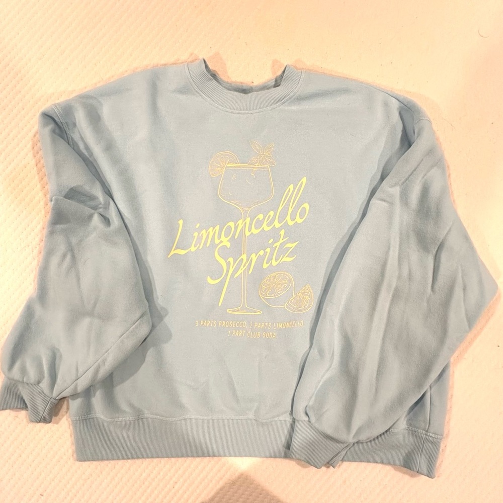 PacSun Oversized Baby Blue Limoncello Spritz Graphic Sweatshirt Size Large
